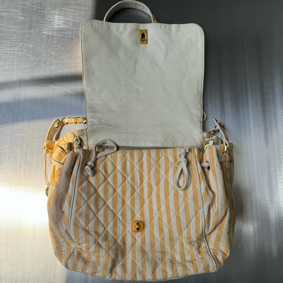 Chanel Vintage Canvas XL Drawstring Crossbody Tote in Yellow - Picture 10 of 14